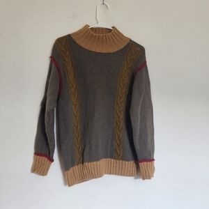 Peruvian Perfection Hand Knit 100% Alpaca high neck pull over sweater sz medium